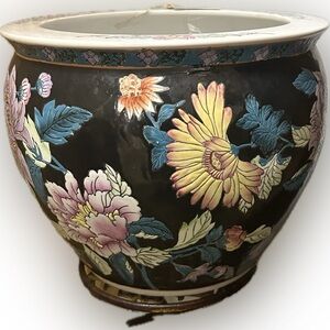 Large Chinese Vintage Koi Fish Porcelain Planter